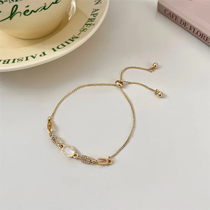 Gold Plated Geometric Zircon Bracelet for Women