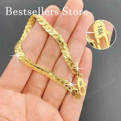 Silver Bracelet Gem Color 925 Sterling Silver 18K Gold Geometric Chain Bracelet
