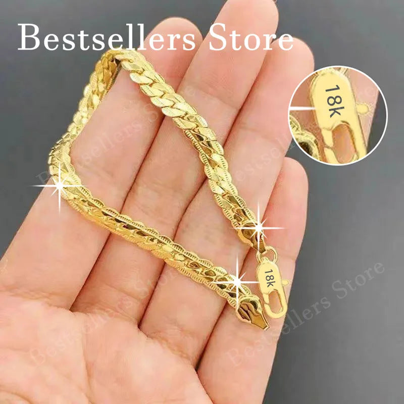 Silver Bracelet Gem Color 925 Sterling Silver 18K Gold Geometric Chain Bracelet