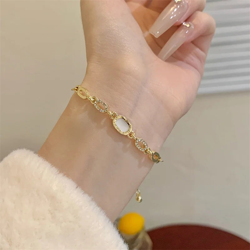 Gold Plated Geometric Zircon Bracelet for Women