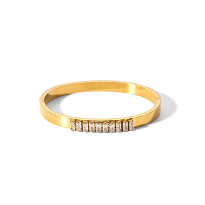 13 Metal Color Stainless Steel Cubic Zirconia Bangle Bracelet for Women