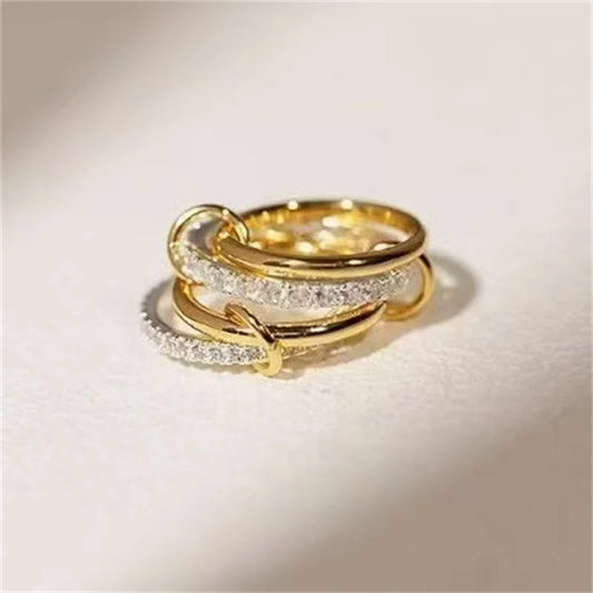 Two-Tone Four-Band Stacking Ring for Women