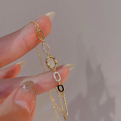 Gold Plated Geometric Zircon Bracelet for Women