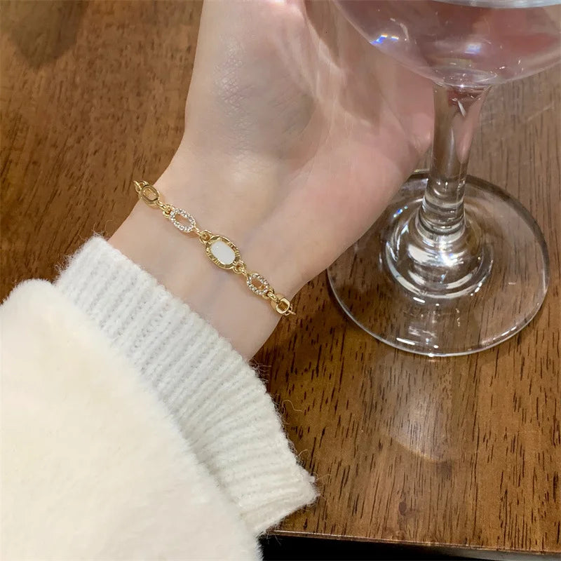 Gold Plated Geometric Zircon Bracelet for Women