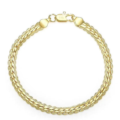 925 Sterling Silver 18K Gold Geometric Chain Bracelet
