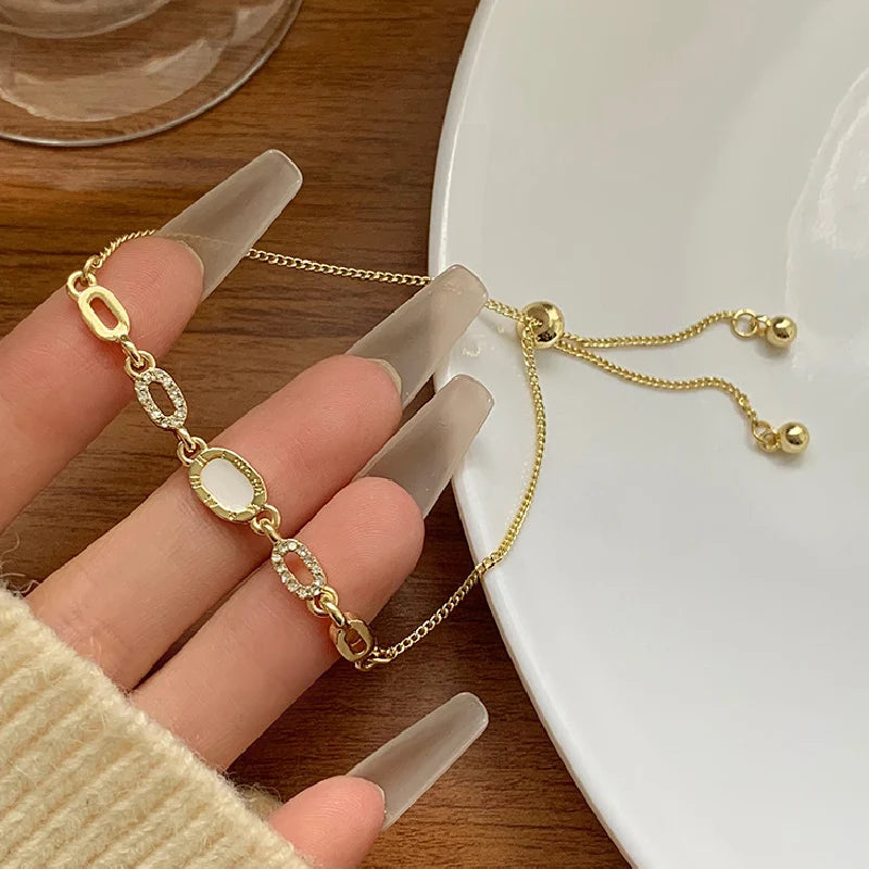 Gold Plated Geometric Zircon Bracelet for Women