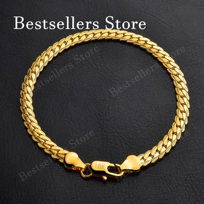 925 Sterling Silver 18K Gold Geometric Chain Bracelet