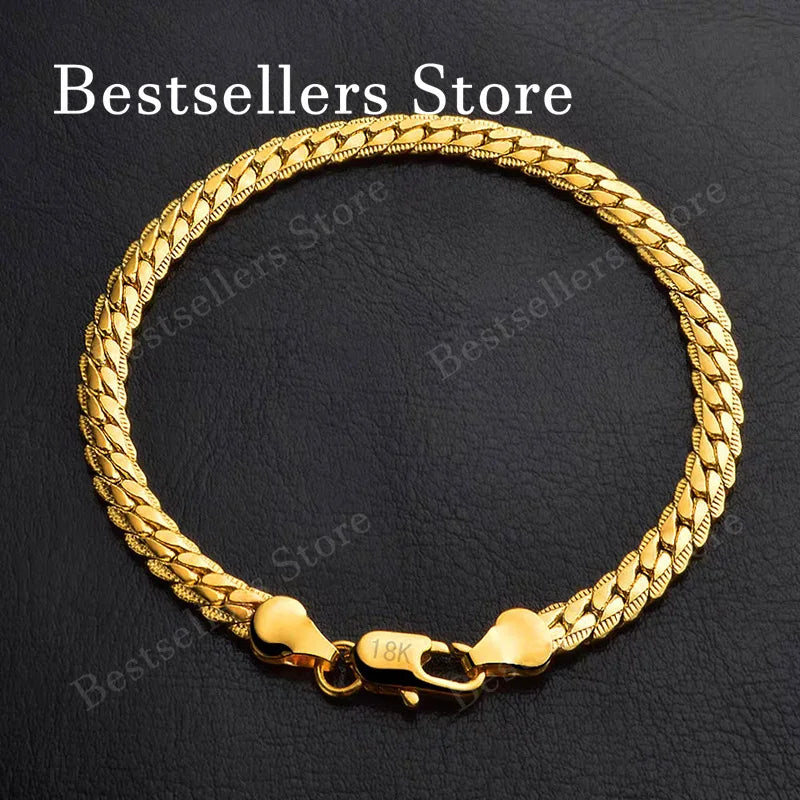 925 Sterling Silver 18K Gold Geometric Chain Bracelet