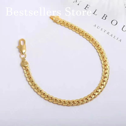 925 Sterling Silver 18K Gold Geometric Chain Bracelet